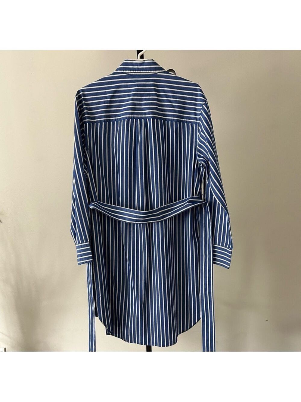 GAP 100 Percent Cotton Classic Blue/White Striped Belted Shirt Dress, Size Small - Picture 5 of 5